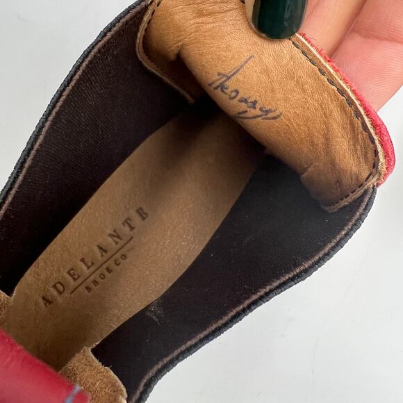 Adelante Show Co. Red Merida Chelsea Boots Leather Ankle Booties - Picture 3 of 7